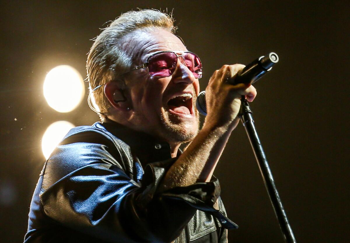 Bono of U2 performs at the Forum in Inglewood in May 2015.