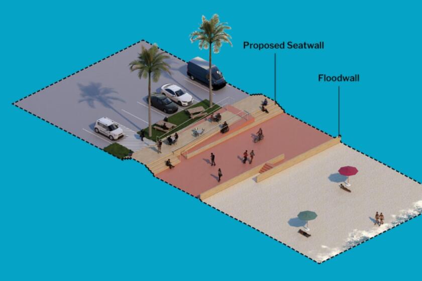 An illustrative example of what the elevated seat wall might look like in La Jolla Shores as part of the city of San Diego's Coastal Resilience Master Plan.