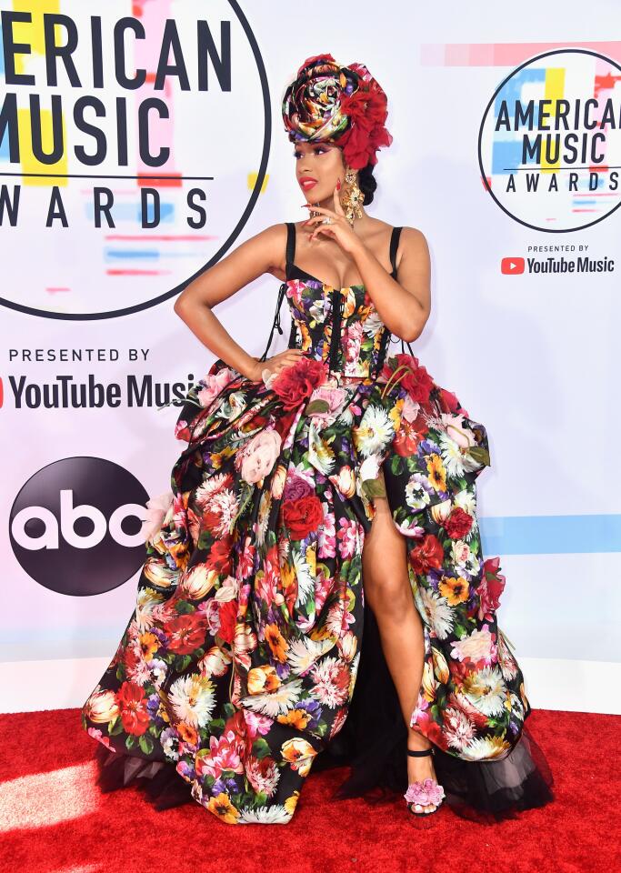 Multiple nominee Cardi B attends the 2018 American Music Awards at Microsoft Theater in Los Angeles.