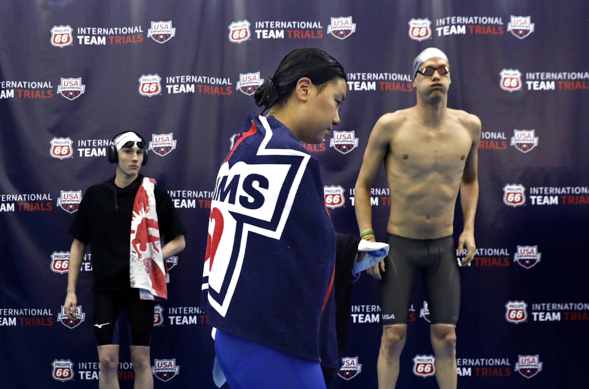 Kayla Han dries off after competing in the 2022 Phillips 66 International Team Trials.