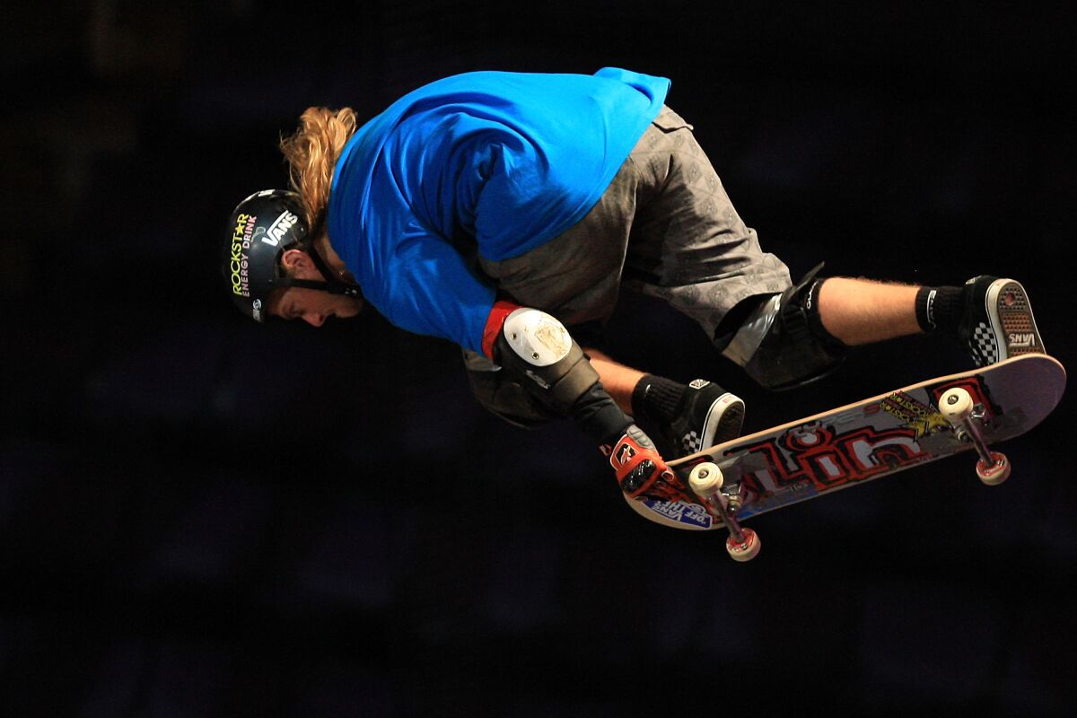 Rob Lorifice participates in the Skateboard Big Air event during the 14th Summer X Games on July 31, 2008 at the Staples Center in Los Angeles, California.