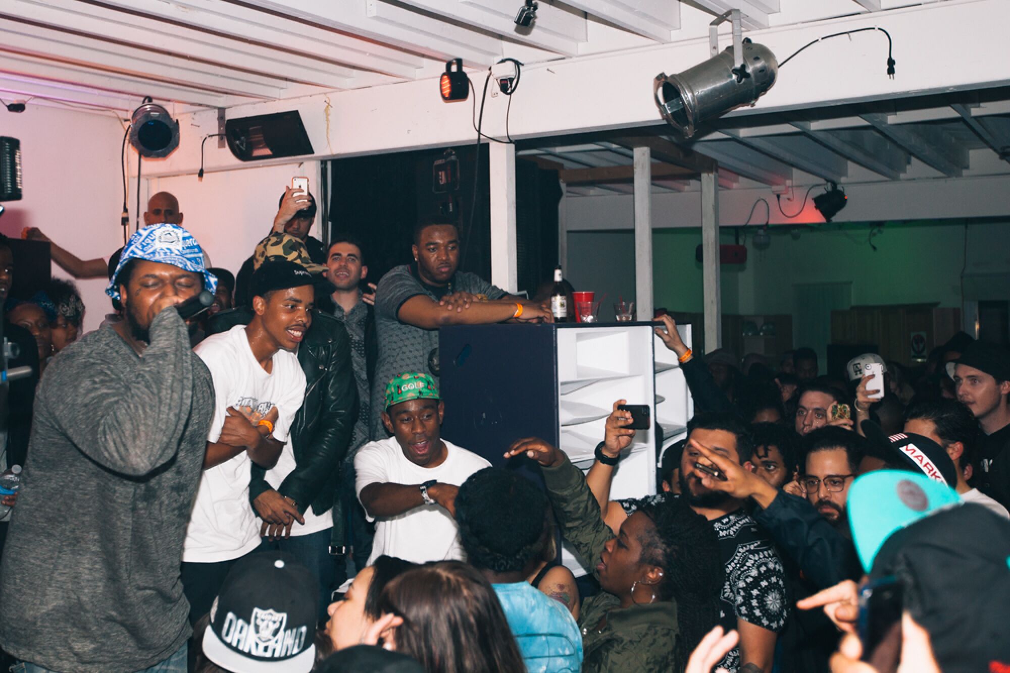Schoolboy Q performs onstage with Tyler, the Creator, Earl Sweatshirt and Domo Genesis at the "Oxymoron" release party.