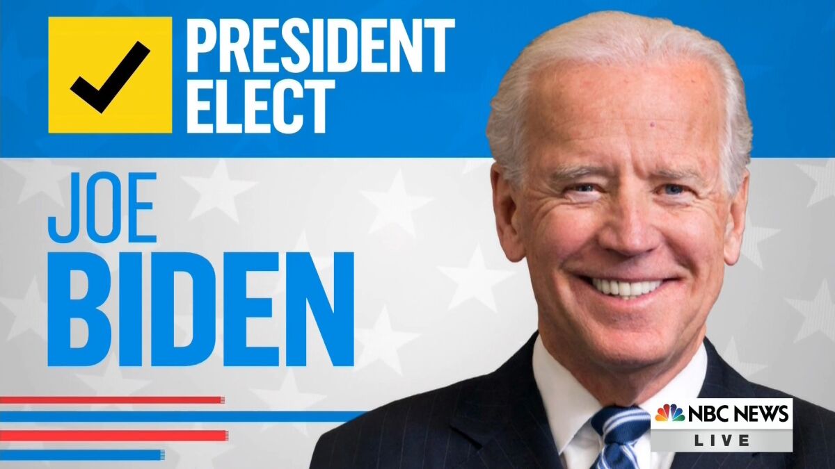 NBC News calls the 2020 presidential election for Joe Biden.