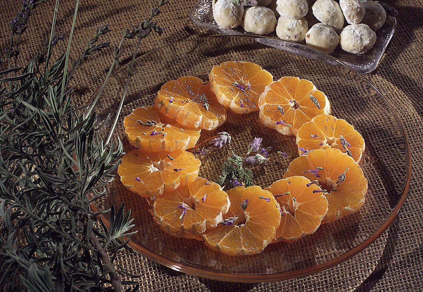 Mandarins with lavender and honey
