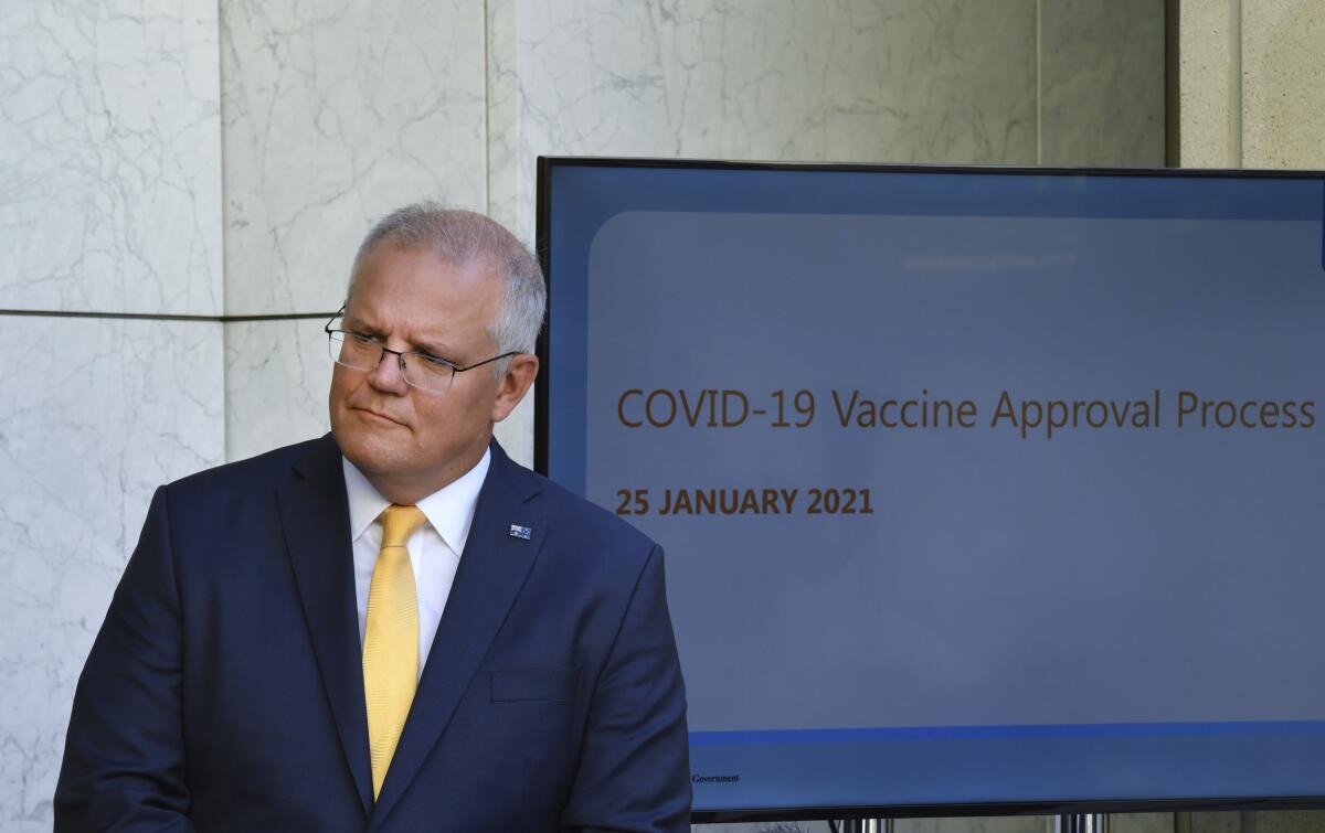 Australian Prime Minister Scott Morrison at Parliament House in Canberra on Monday.