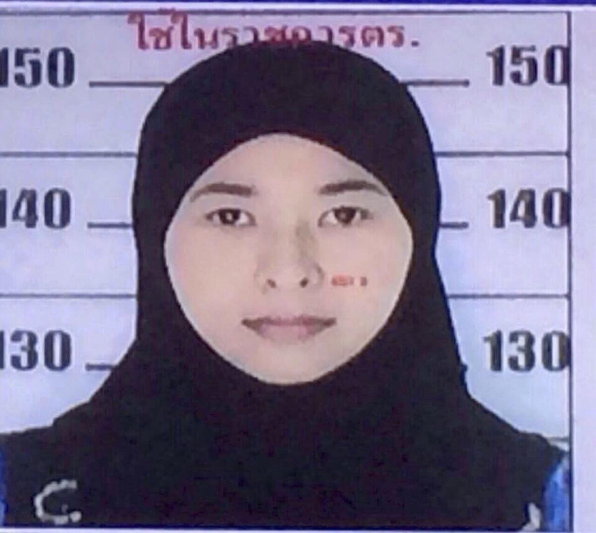 A photo released by Thai authorities on Aug. 31, 2015, shows Wanna Suansun, identified as one of two new suspects in a deadly bombing in Bangkok.