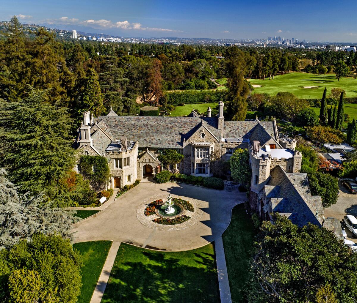 The Playboy Mansion sits near the 14th tee box at Los Angeles Country Club.