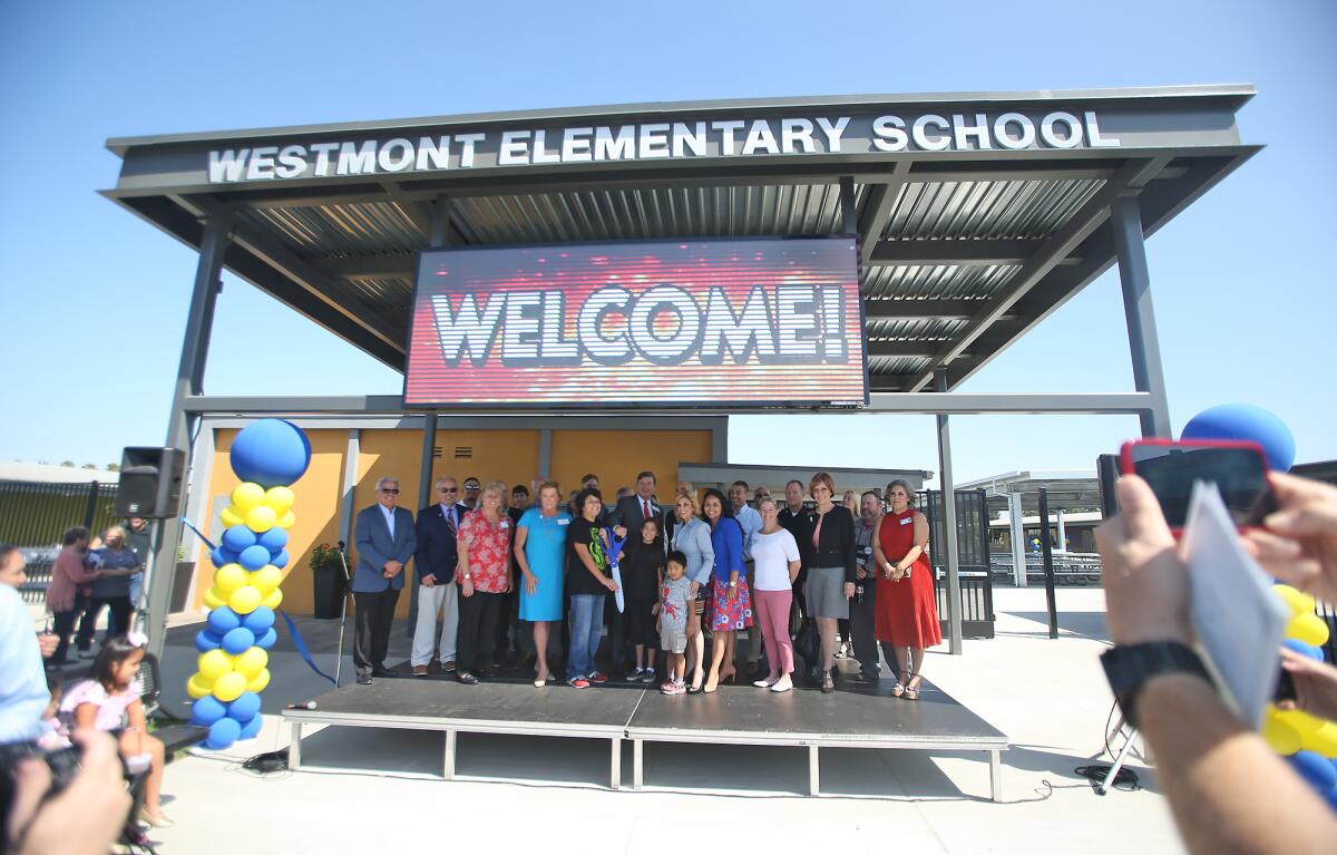 Ocean View School District officials and community members gathered Thursday to mark completion of a campus-wide modernization project at the newly rebranded Westmont Elementary Visual and Performing Arts Academy in Westminster.