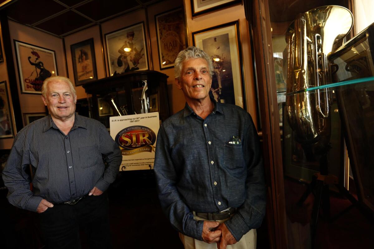 Ken Berry, left, and Dolph Rempp, co-founders of Studio Instrument Rentals.