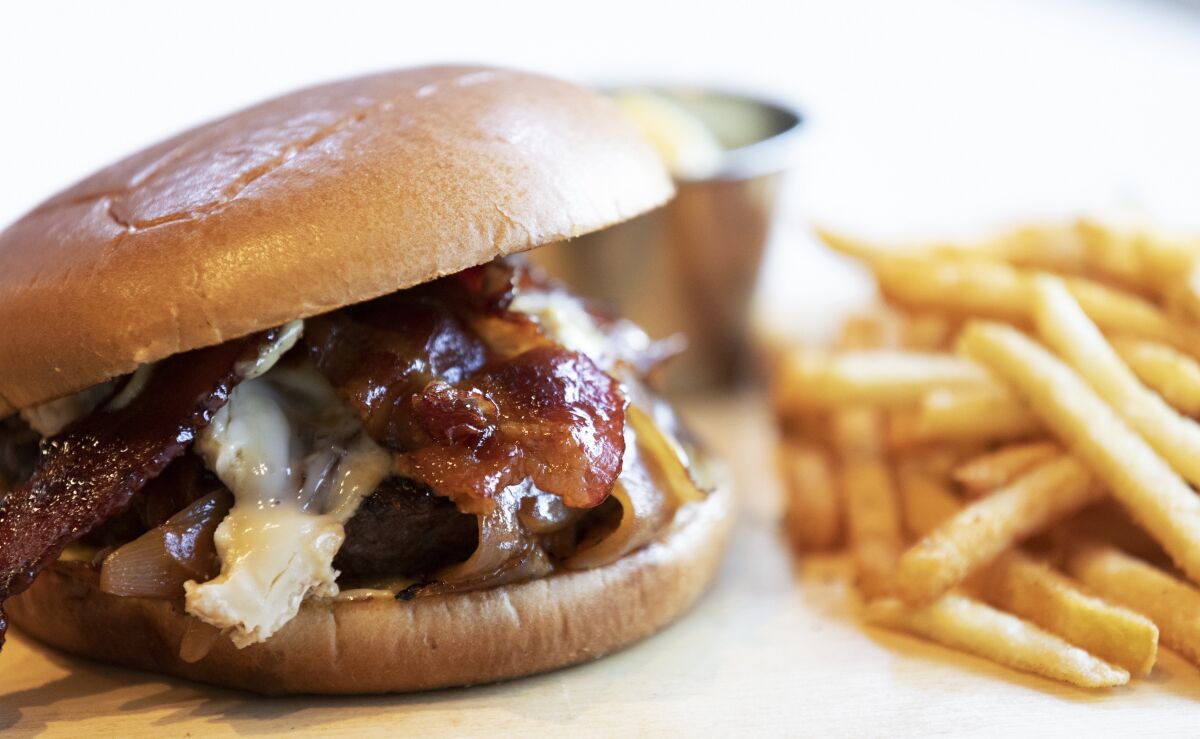 A bacon and brie burger at Hidden Craft tap hall.