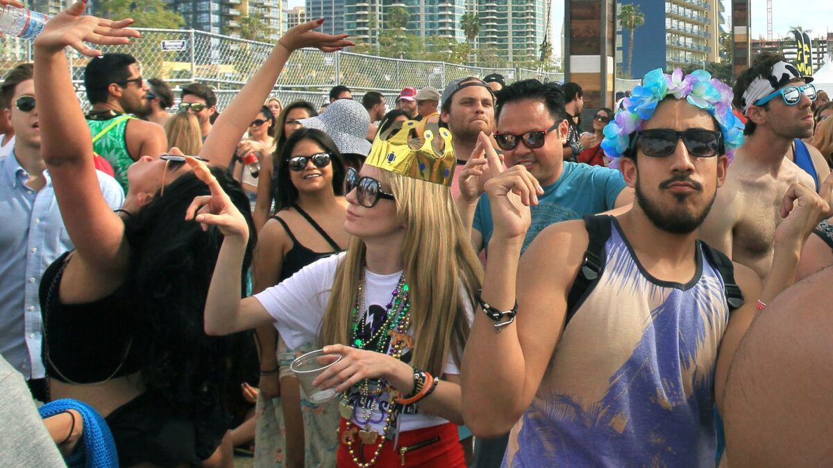 Festival goers dance to the music of Trippy Turtle at the first edition of CRSSD Festival in 2015..