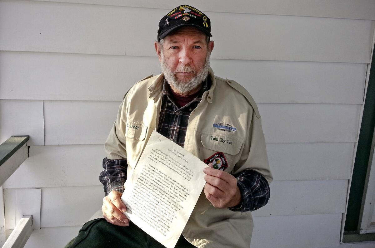 MacFarland, now 68, holds a copy of the recommendation he wrote in 1969. Erevia was denied the medal at the time, and MacFarland blamed himself, believing perhaps he did a poor job with the nomination. But a Pentagon review decades later determined the rejection was due to discrimination.