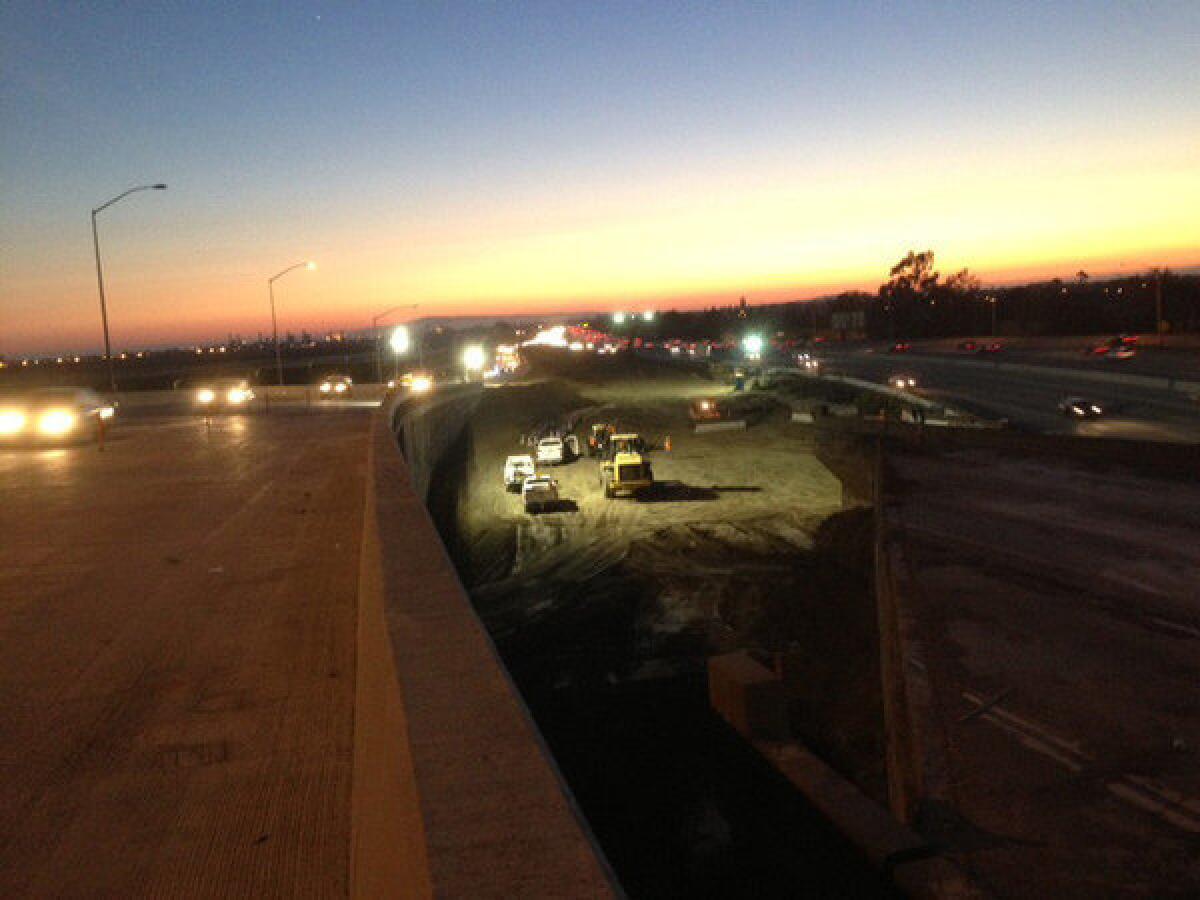 Demolition work is about to begin at the 22 and 405 freeways in Orange County. This is a view from the new 22 east connector to the 405.