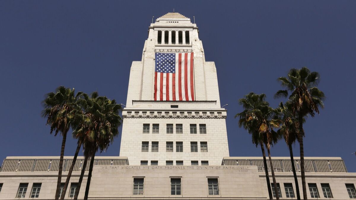 Former Ethics Commissioner Serena Oberstein said she would not challenge a judge's ruling barring her from running for a City Council seat. Above, Los Angeles City Hall.