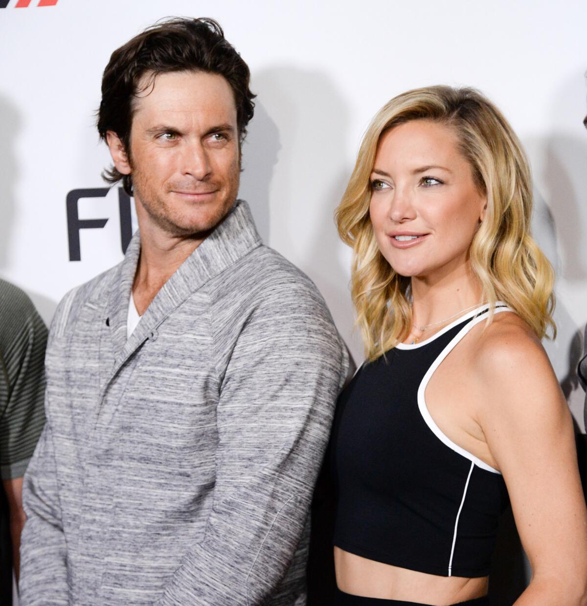 Oliver Hudson and Kate Hudson participate in the official launch of FL2 Active Wear by Fabletics at the Gramercy Park Hotel in New York on June 4.