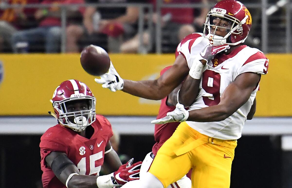 Alabama's Eddie Jackson breaks up a pass intended for USC's JuJu Smith-Schuster in the third quarter Saturday.