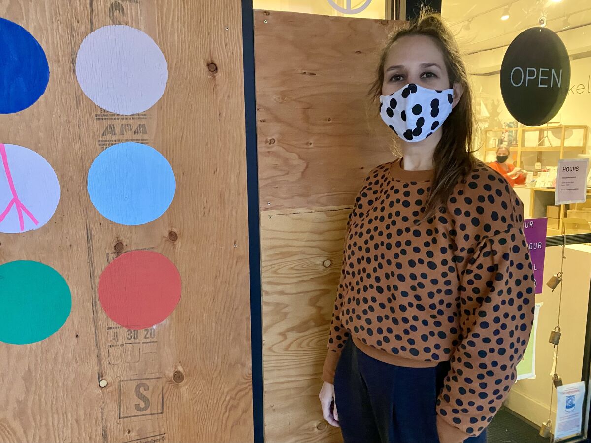 Kristin Van Buskirk owns Woonwinkel, a downtown Portland gift shop vandalized by protesters.