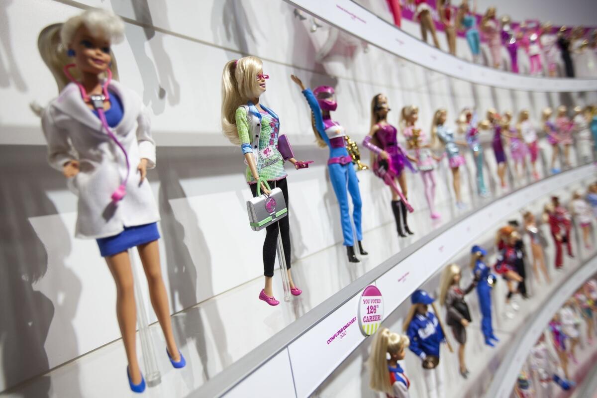 Barbie dolls are displayed at Toyfair in New York City in 2010.