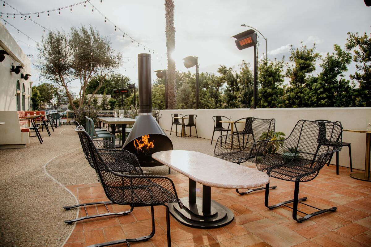 The redesigned patio at Jeune et Jolie in Carlsbad.