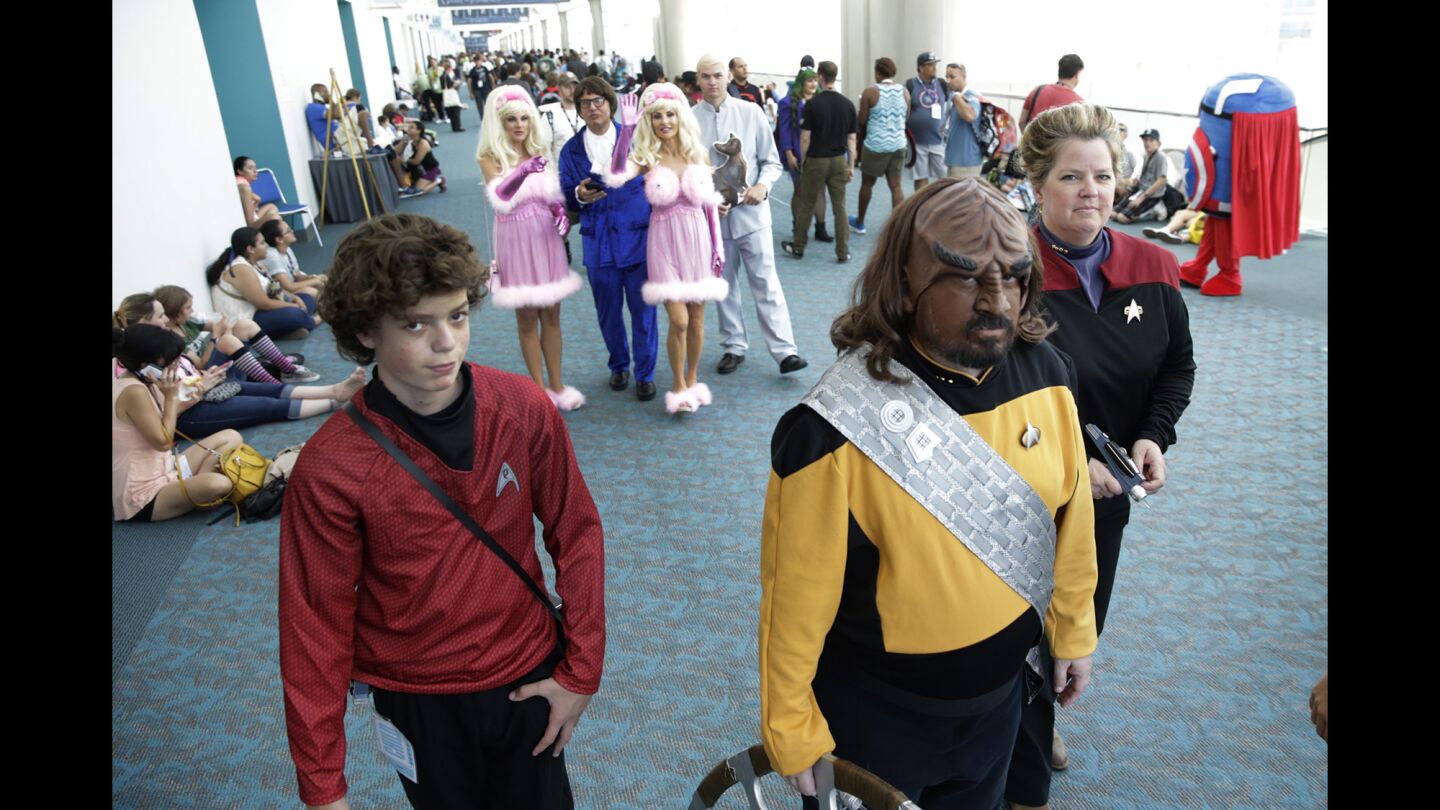 Star Trek cosplayers lead the way for make-believe Austin Powers, Dr. Evil and the Fembots during day two of Comic-Con 2016.
