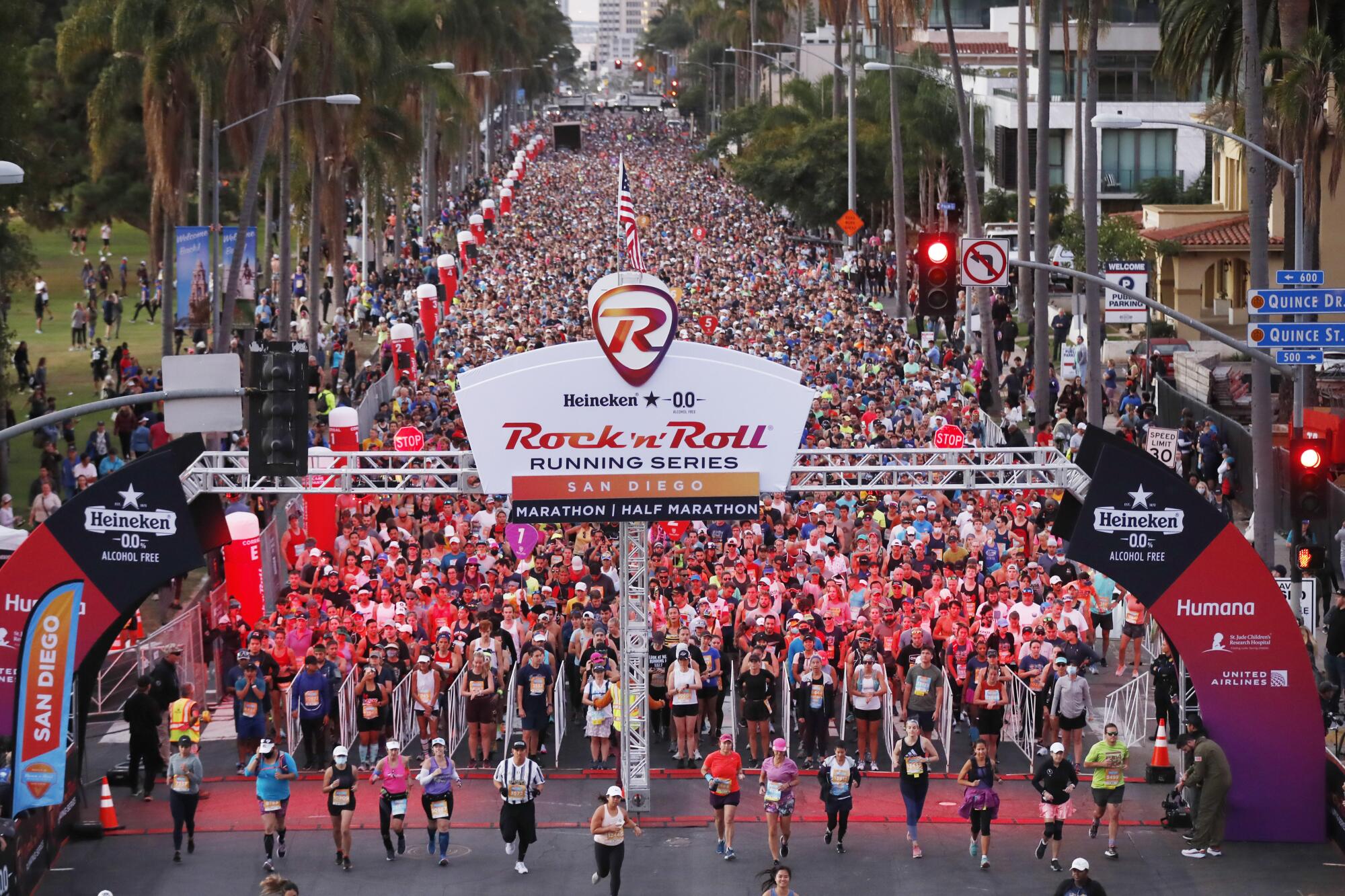  Nearly 20,000 runners start the Rock 'n' Roll Marathon and Half on Sixth Ave. next to Balboa Park 