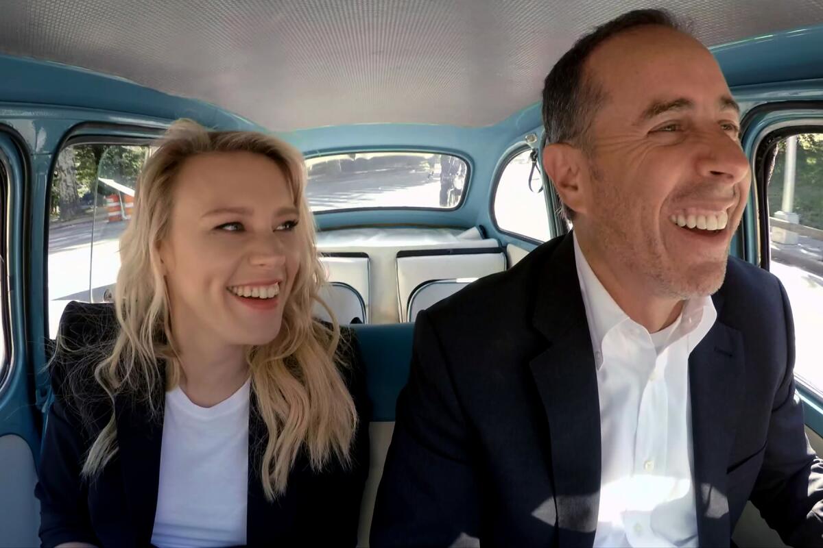 Kate McKinnon and Jerry Seinfeld in "Comedians in Cars Getting Coffee" on Netflix.