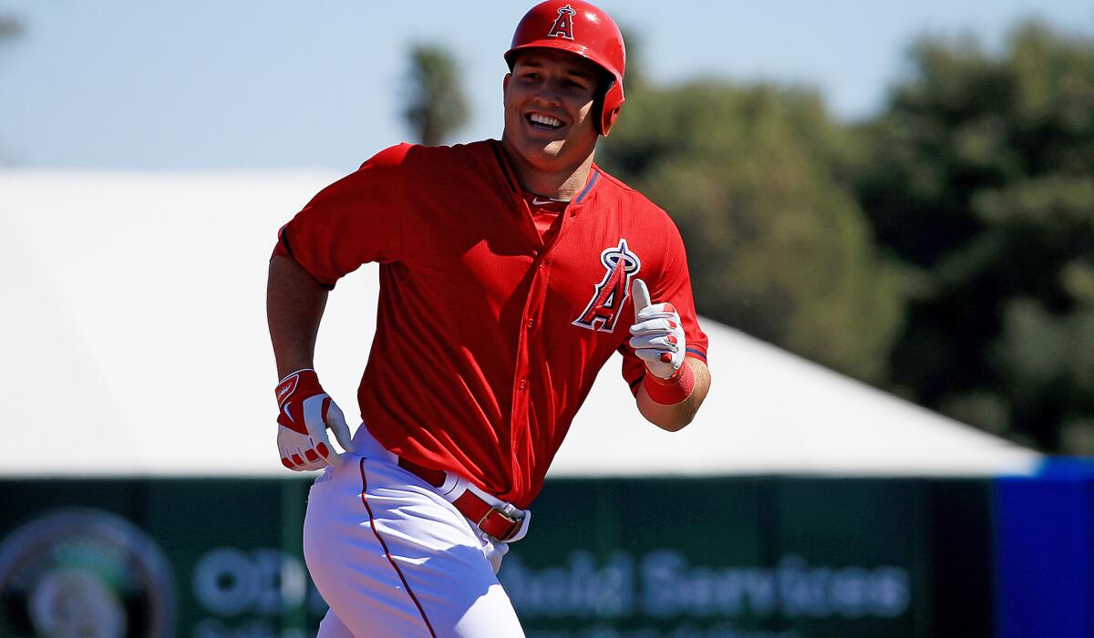 Angels center fielder Mike Trout had another good day at the plate Sunday with two hits, including a homer.