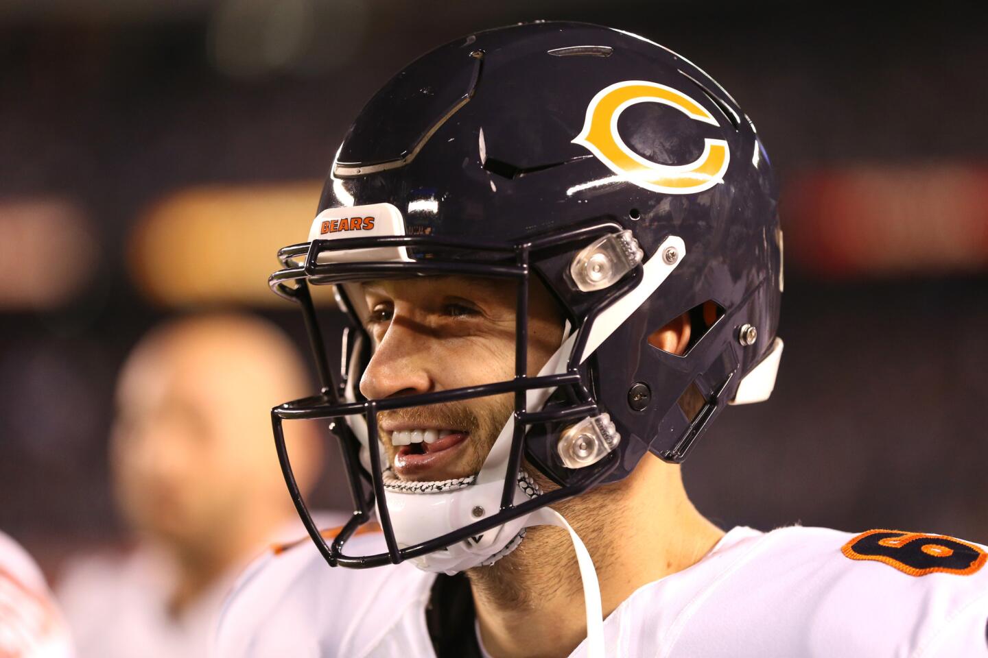 Bears quarterback Jay Cutler has a smile on his face during the game against the Chargers at Qualcomm Stadium.