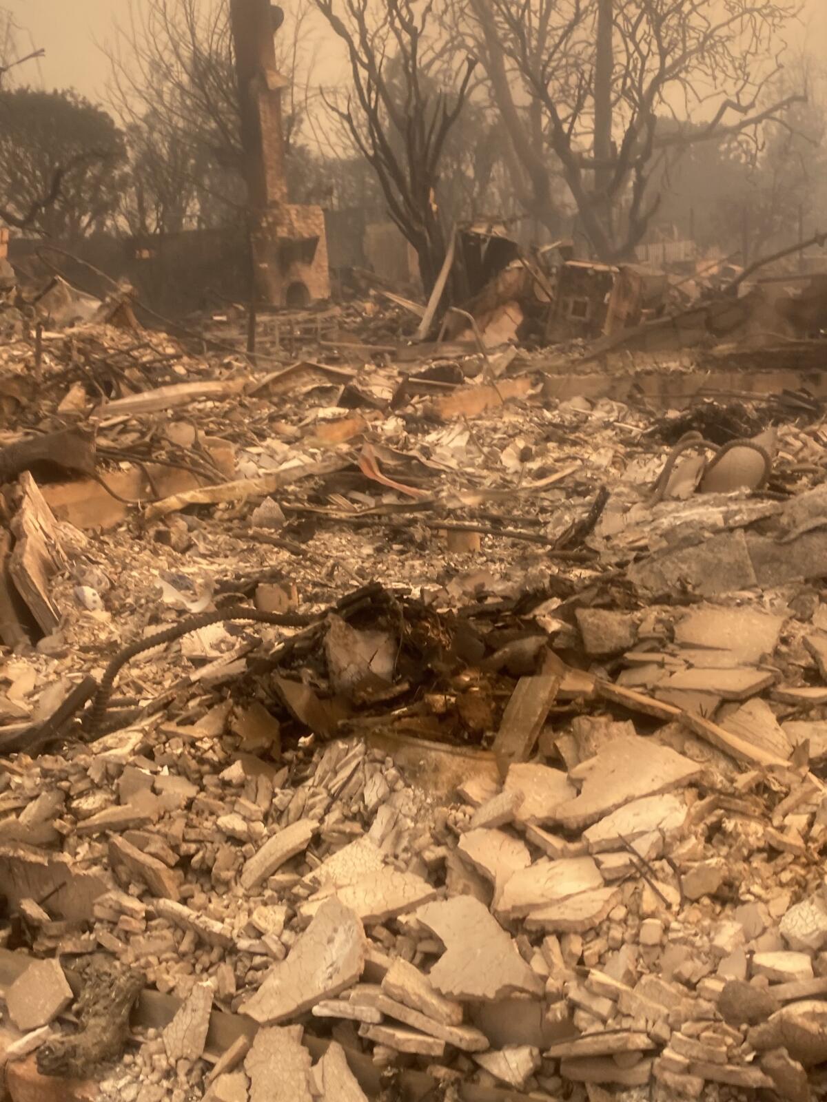 The remains of Frank Smiley's 1940s cottage after the Palisades fire tore through the neighborhood last week.