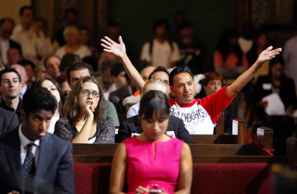 The marijuana dispensary vote by the Los Angeles City Council on Tuesday drew a crowd.