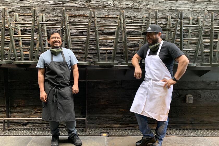 Chefs Pedro Aquino (left) and Juan Hernández, who are from neighboring towns in Oaxaca, have launched a pop-up, Valle, inside the MTN space in Venice.