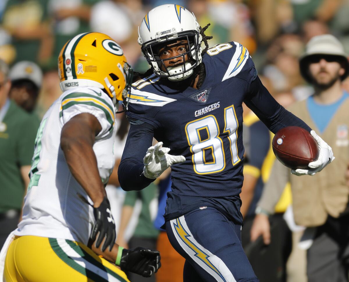 Chargers receiver Mike Williams is coming off his best season, finishing 2019 with 49 receptions for 1,001 yards.