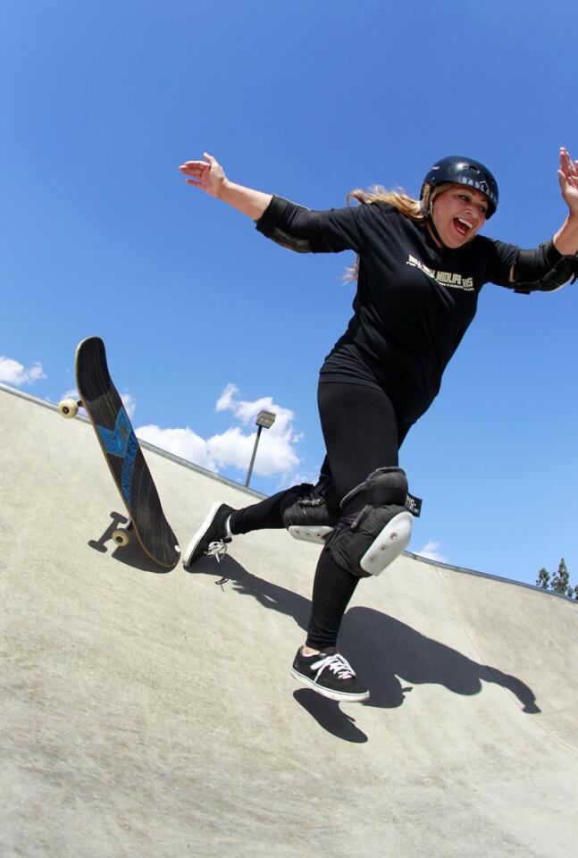 Middle-aged skateboarders