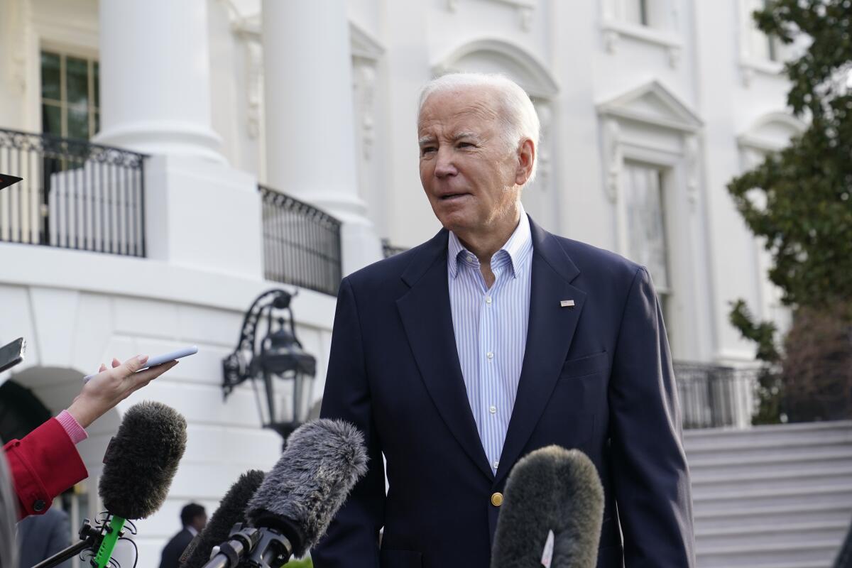 President Biden talking to reporters