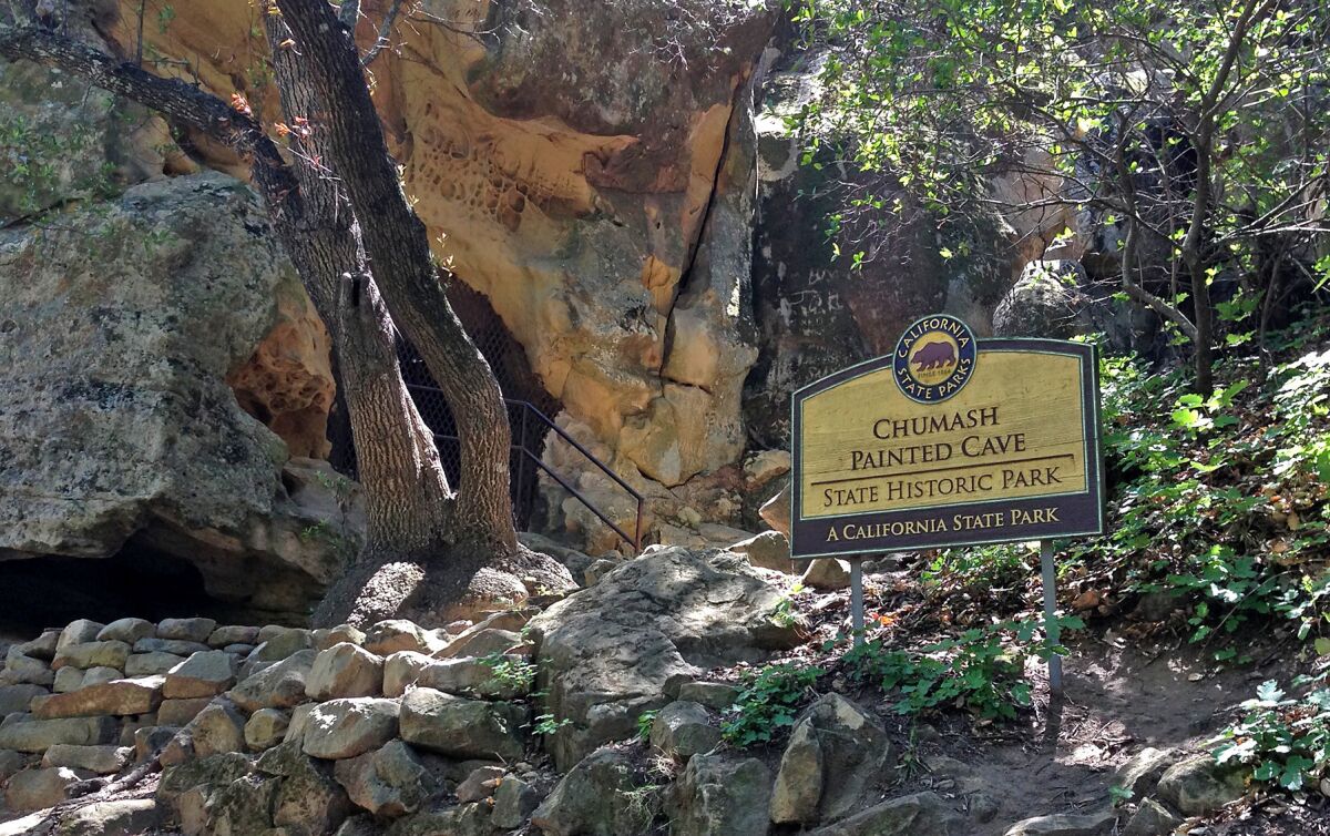 Scenic Chumash Painted Cave State Historic Park is on the way to Los Prietos Campground in Los Padres National Forest.