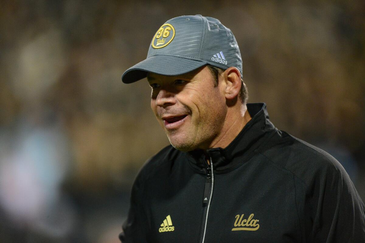 UCLA Coach Jim Mora is seen during the Bruins' game against the Colorado Buffaloes at Folsom Field on Nov. 3.