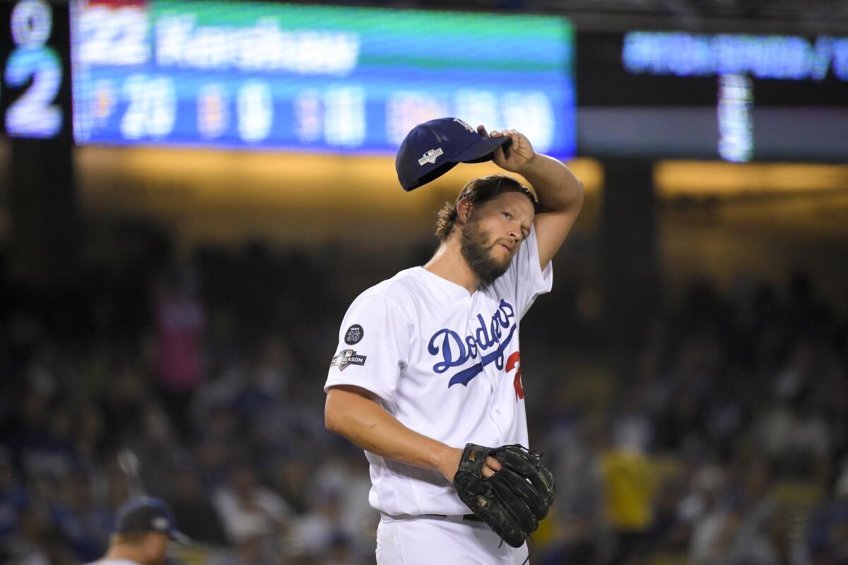 Clayton Kershaw falters early as Dodgers lose Game 2 of NLDS - Los Angeles Times
