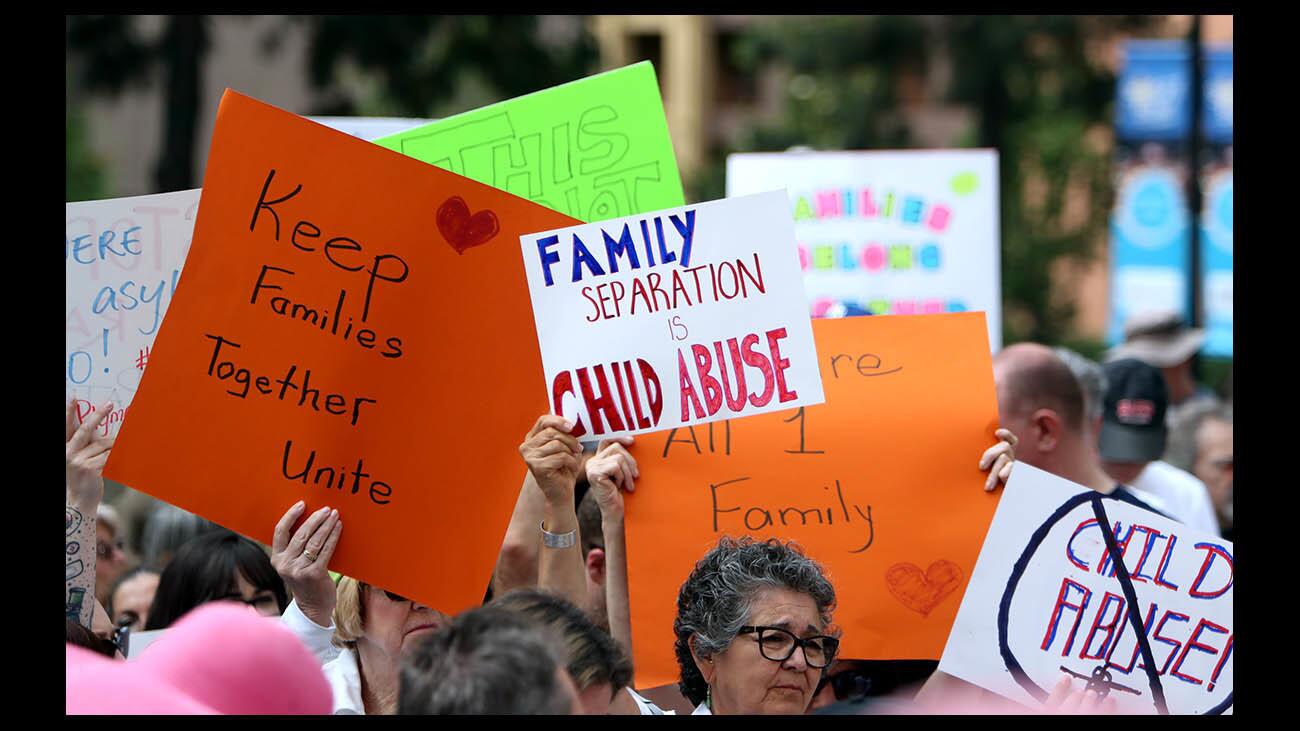 More than 600 people came together for a Keeping Families Together rally, some holding signs, at city hall steps in Burbank on Saturday, June 30, 20128. Speakers included State Senator Anthony Portantino and assemblymember Laura Friedman.