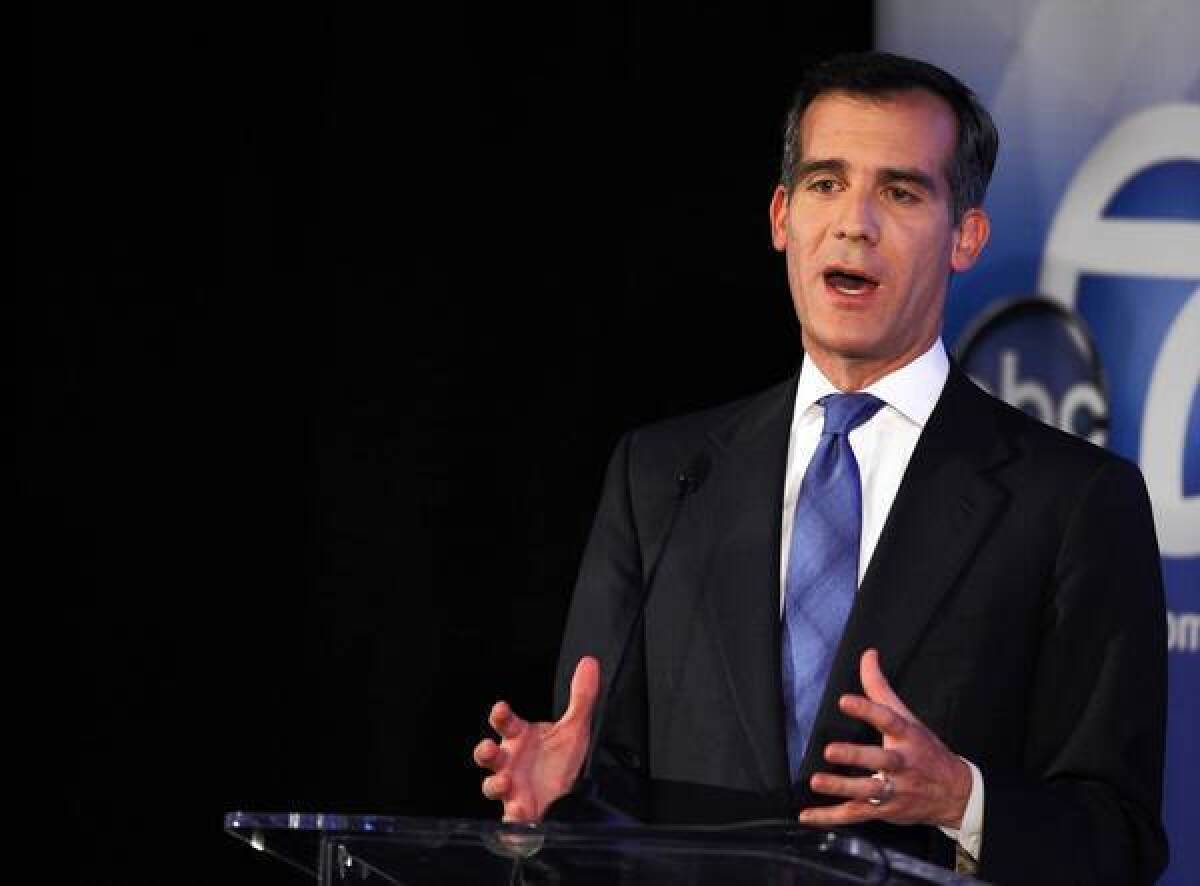 After city leaders set their position on pensions in 2010, Councilman Eric Garcetti took an unusual step: He visited workers and let them boo him. Above, Garcetti is shown participating in a mayoral debate this week.