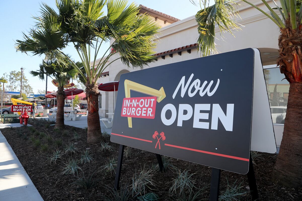 The new In-N-Out Burger in Huntington Beach, across from the Bella Terra shopping center, is now open for business.