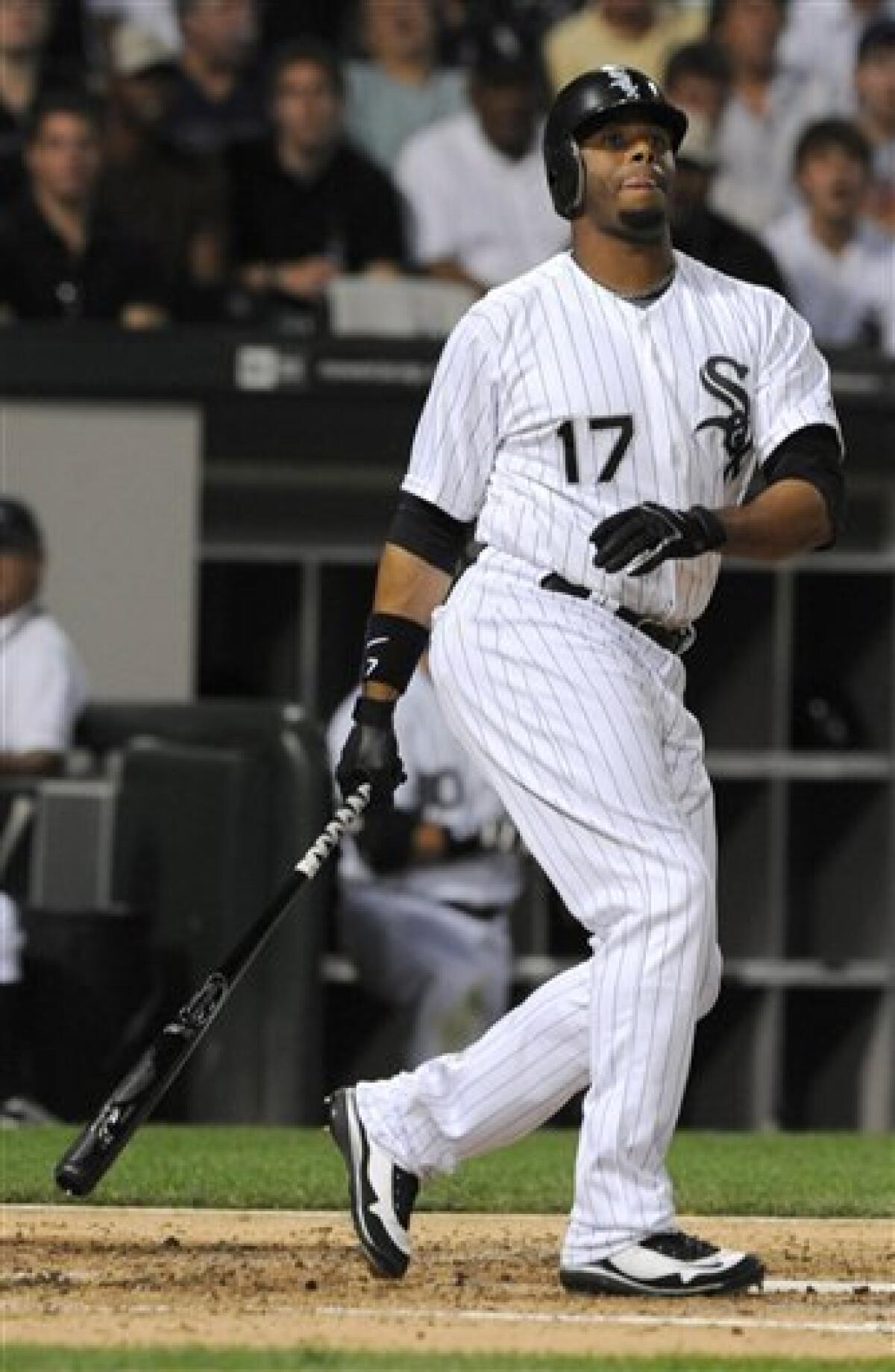 Chicago White Sox's Ken Griffey Jr. hits a double against the