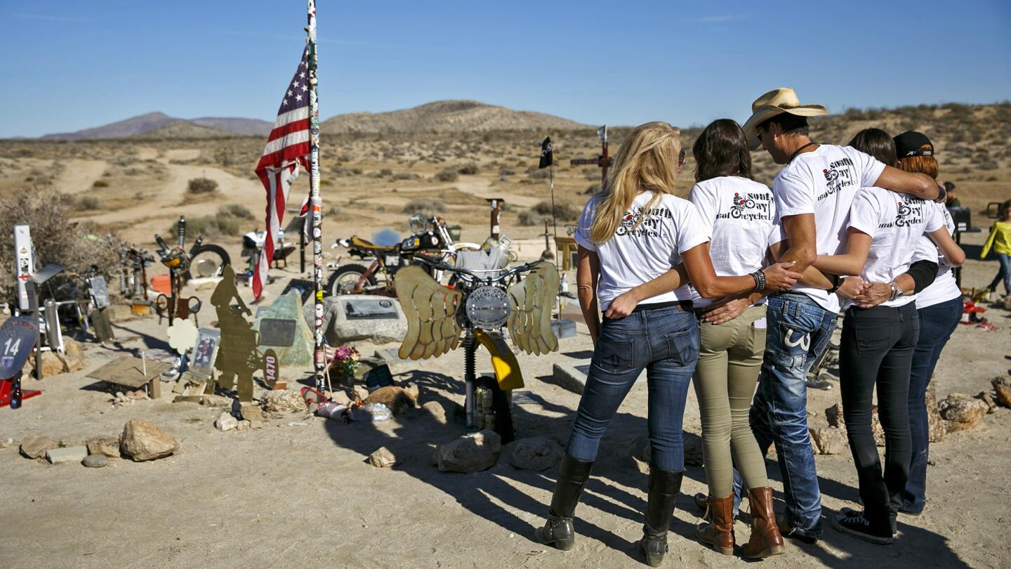 Mojave Desert memorial to fallen motorcycle riders