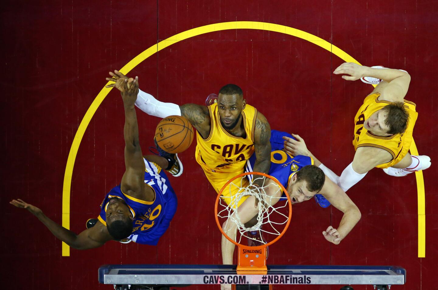 LeBron James, Timofey Mozgov, Harrison Barnes, David Lee