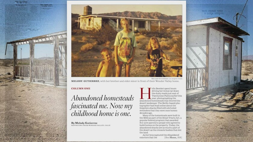 A newspaper article about returning to an abandoned childhood home.