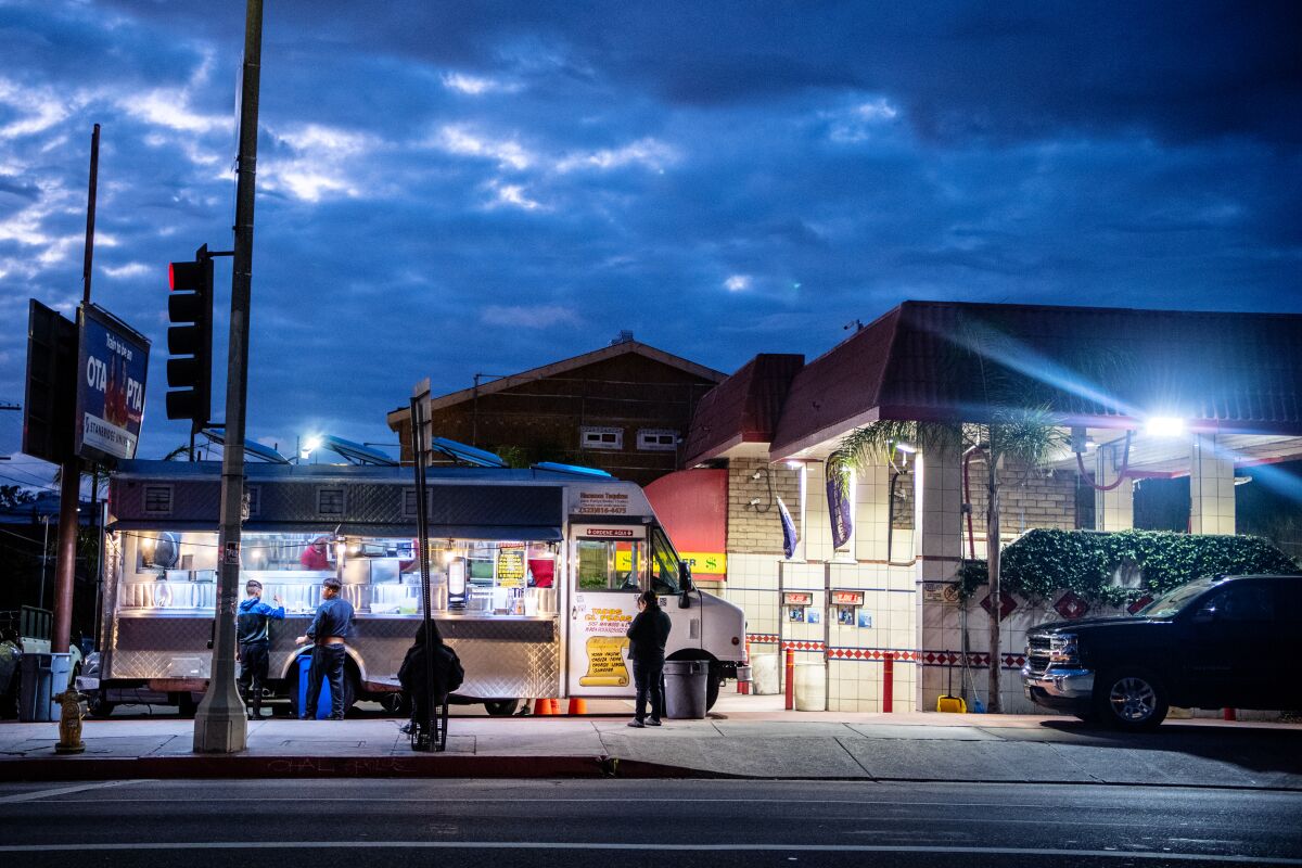 The nightly crowds have thinned at Tacos El Pecas.