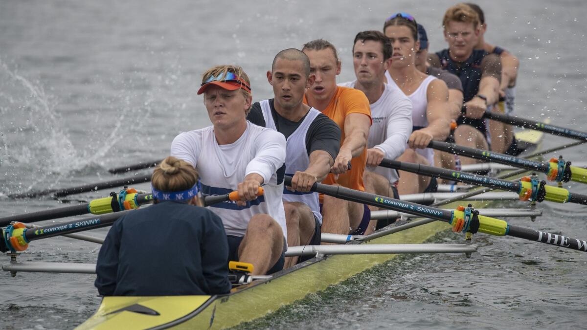 Orange Coast College men's varsity eight prepares in Newport Beach to compete at the esteemed Henley Royal Regatta in England.