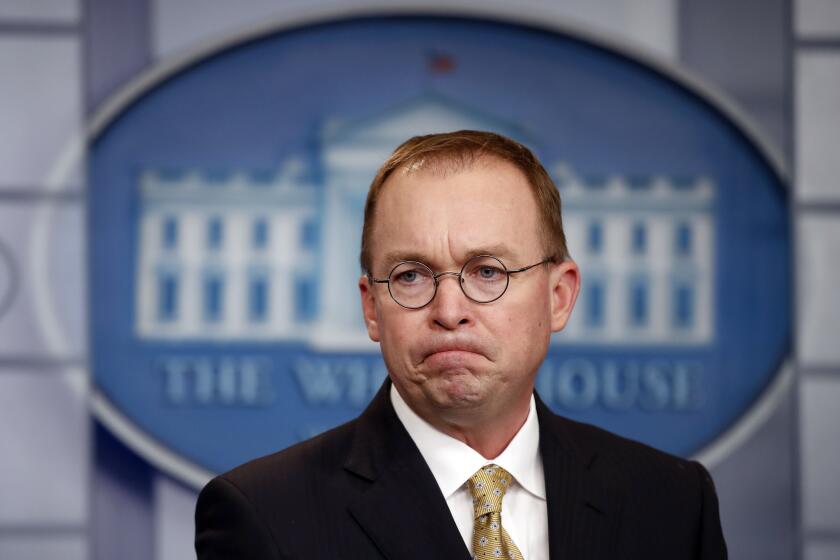 Director of the Office of Management and Budget Mick Mulvaney listens to a question during a press briefing at the White House, Saturday, Jan. 20, 2018, in Washington. (AP Photo/Alex Brandon)