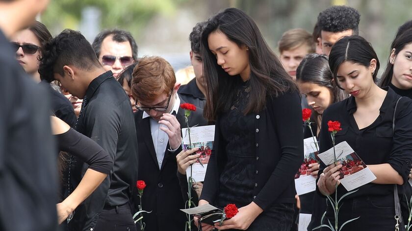 Mourners at the funeral of Peter Wang, 15, who was a JROTC cadet. He was killed in the mass shooting at Marjory Stoneman Douglas High School along with 16 other people on Feb. 14.