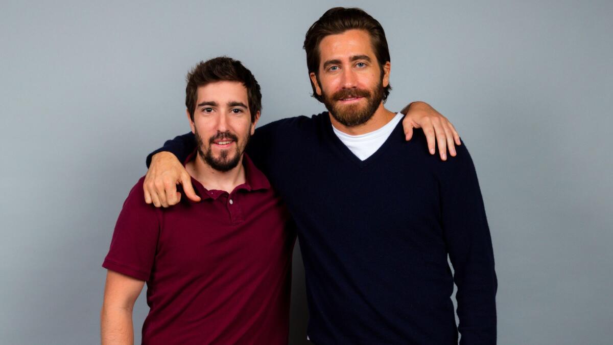 Jeff Bauman, left, with Jake Gyllenhaal, who played him in "Stronger."