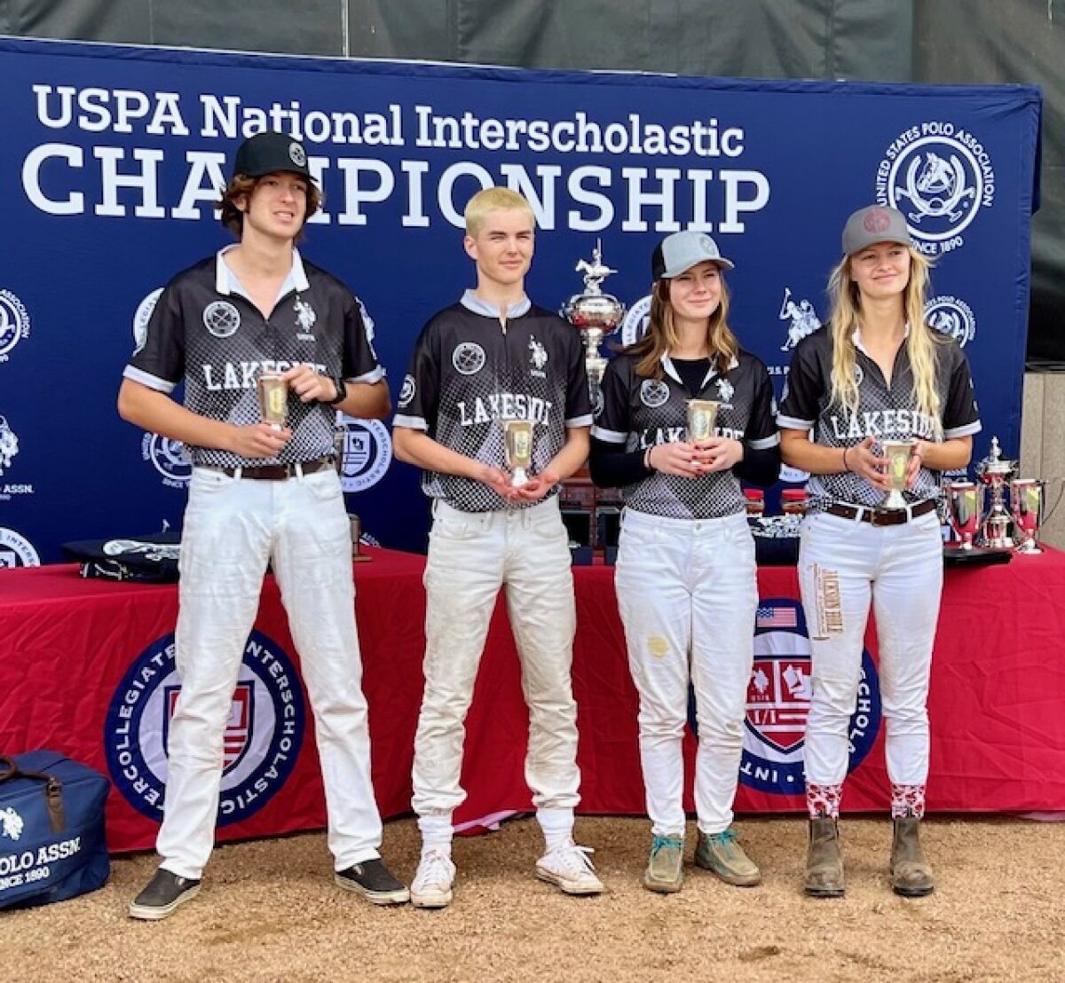 Oliver Wheatley, second from left, with Lakeside teammates Faris Hanna, Elise Pardue and Allie Bushong.